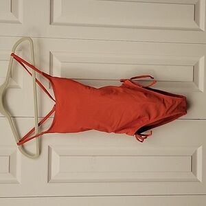 Xhileration one piece bathing suit orange built in shelf bra size S